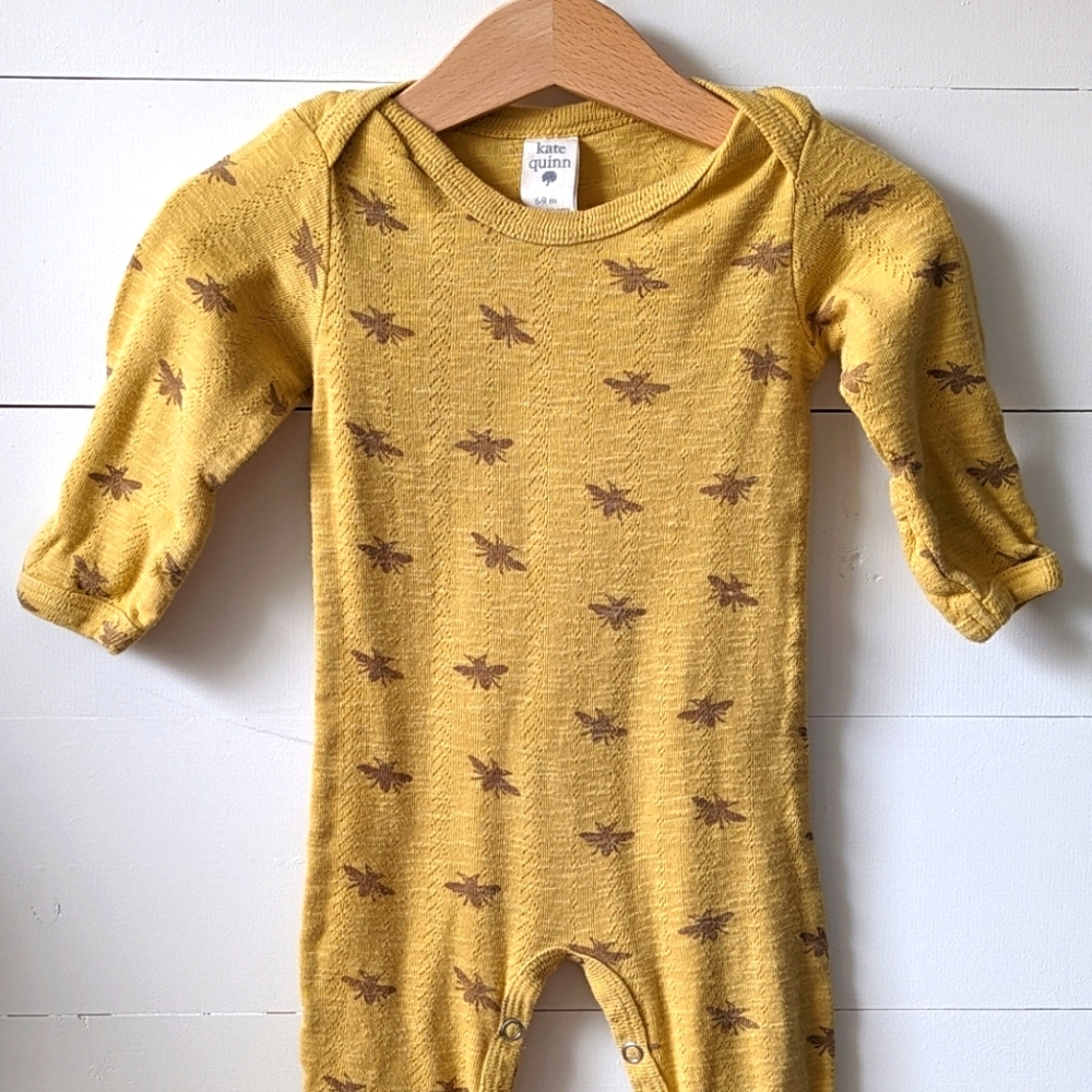 Kate Quinn, Long sleeve lap neck footie | bee | 6-9m